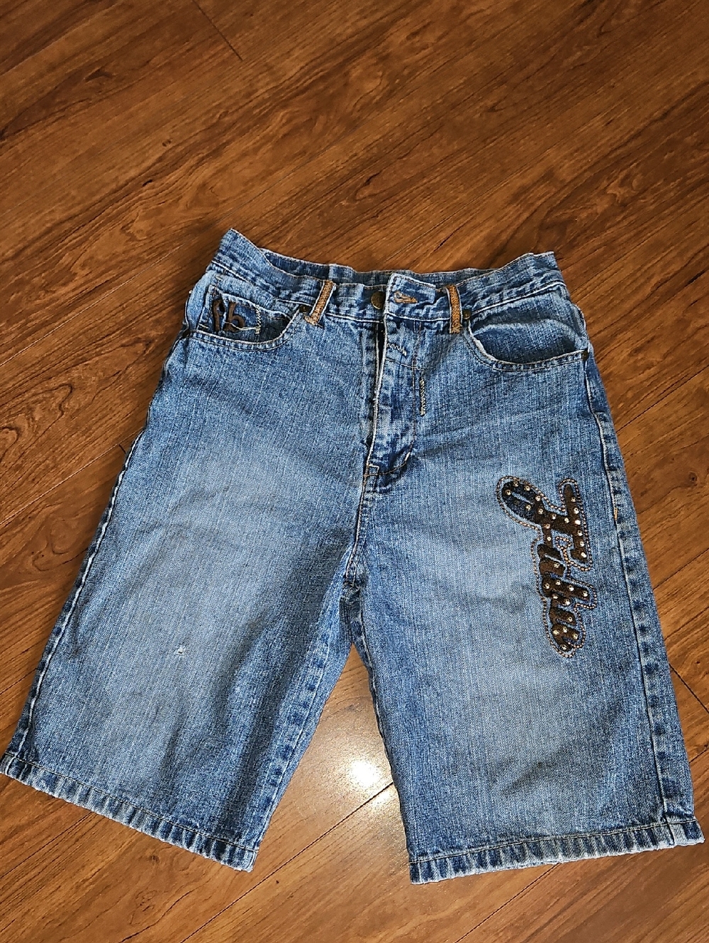 Fubu Denim Jean Shorts with Embellished Script